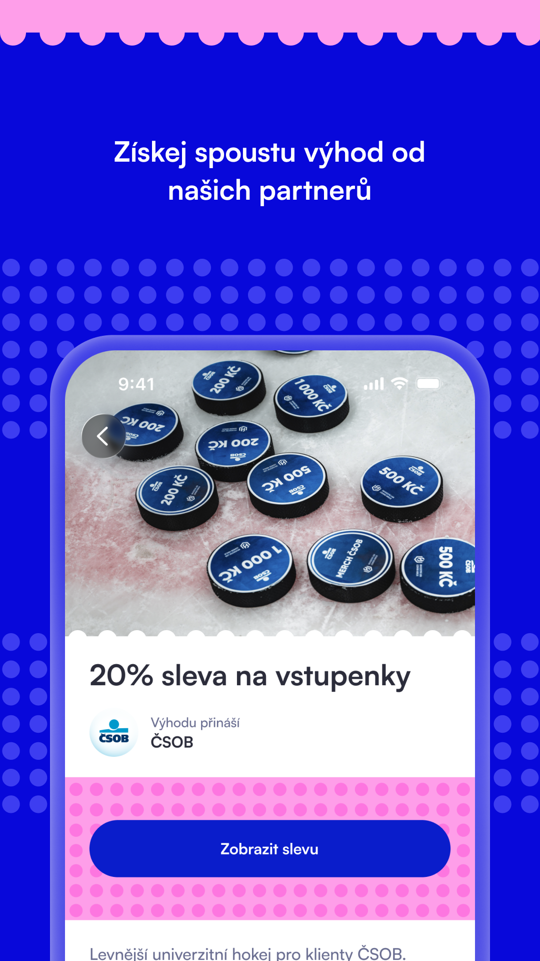Benefit ČSOB v aplikaci UNIlife — 20% sleva na vstupenky